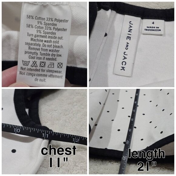 Janie & Jack ✦ Girls Dress 4 ✦ White Black Polka Dot Sleeveless Trim Party EUC - Picture 10 of 13